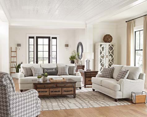 Light Grey Cushion Back Sofa & Loveseat Set