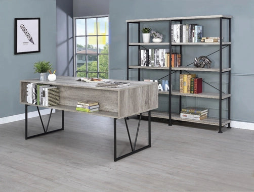 Analiese 4-Drawer Writing Desk Grey Driftwood/ Escritorio Analiese de 4 cajones Gris Driftwood