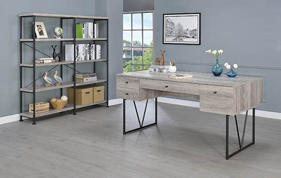 Analiese 4-Drawer Writing Desk Grey Driftwood/ Escritorio Analiese de 4 cajones Gris Driftwood
