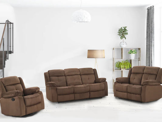Motion Reclining Sofa Set – 82” Manual & Stationary  2 PC SOFA + LOVE SEAT