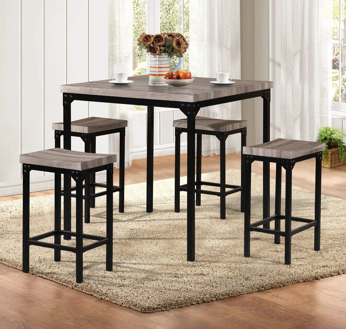 Grey Metallic Counter Height Table
