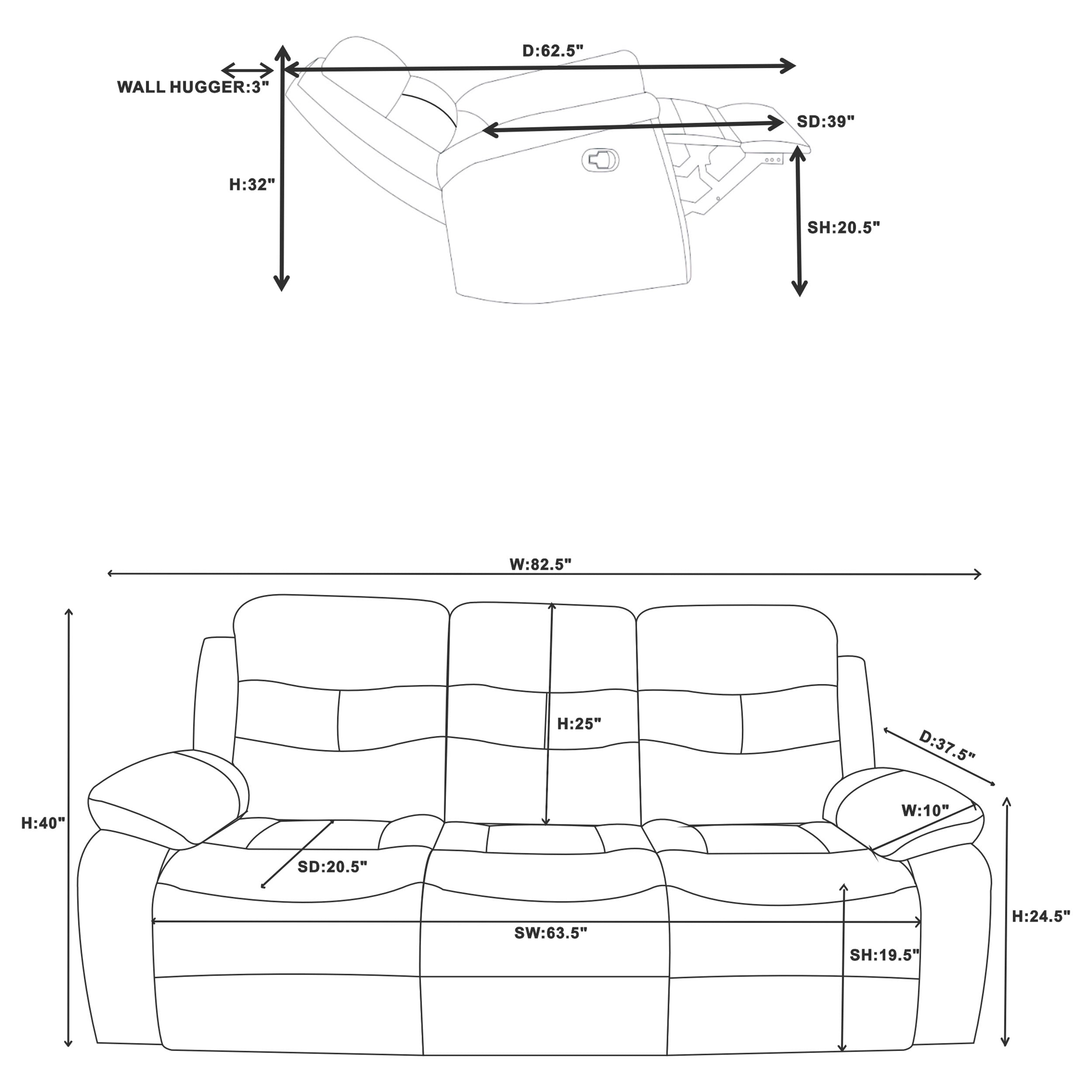 Nova Upholstered Reclining Sofa