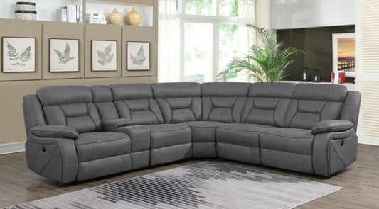 Higgins Dark Grey Upholstered Power Sectional