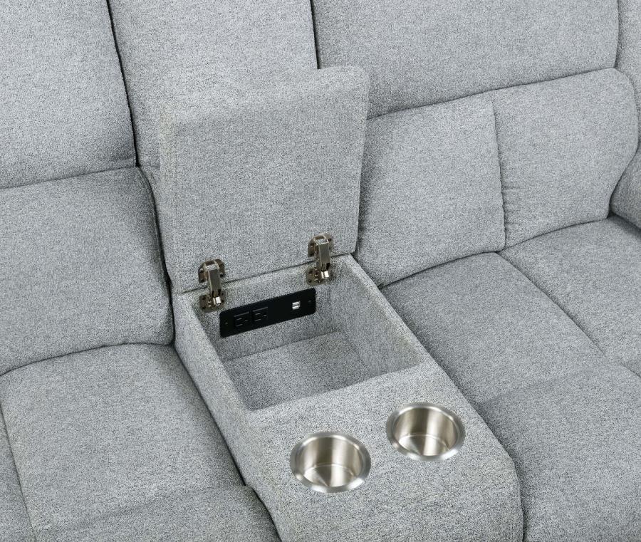 Waterbury 2-piece Pillow Top Arm Motion Living Room Set Grey / JUEGO DE SALA COLOR GRIS CON TELA CONFORTABLE