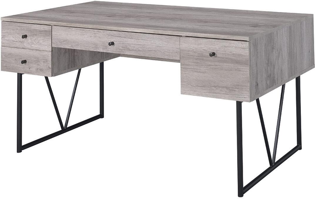 Analiese 4-Drawer Writing Desk Grey Driftwood/ Escritorio Analiese de 4 cajones Gris Driftwood