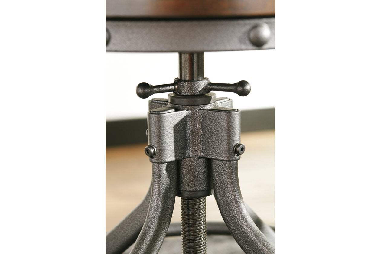 Odium Round Planked Top Counter Height Dining Table and Backless Bar Stool Set