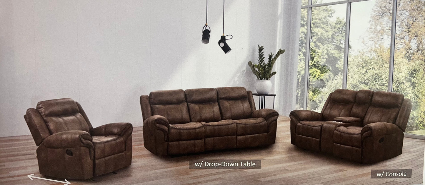 Rich Brown Motion Glider Reclining Sofa & Loveseat Set