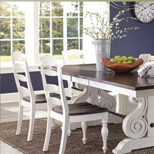 Carriage House Trestle Table (Table an 6 solid chairs) extra chair $180 each.