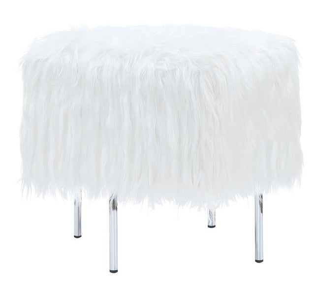 White Faux Sheepskin Square Ottoman