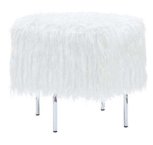 White Faux Sheepskin Square Ottoman