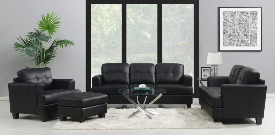 Samuel Black Upholstered Tufted Sofa & Loveseat Set