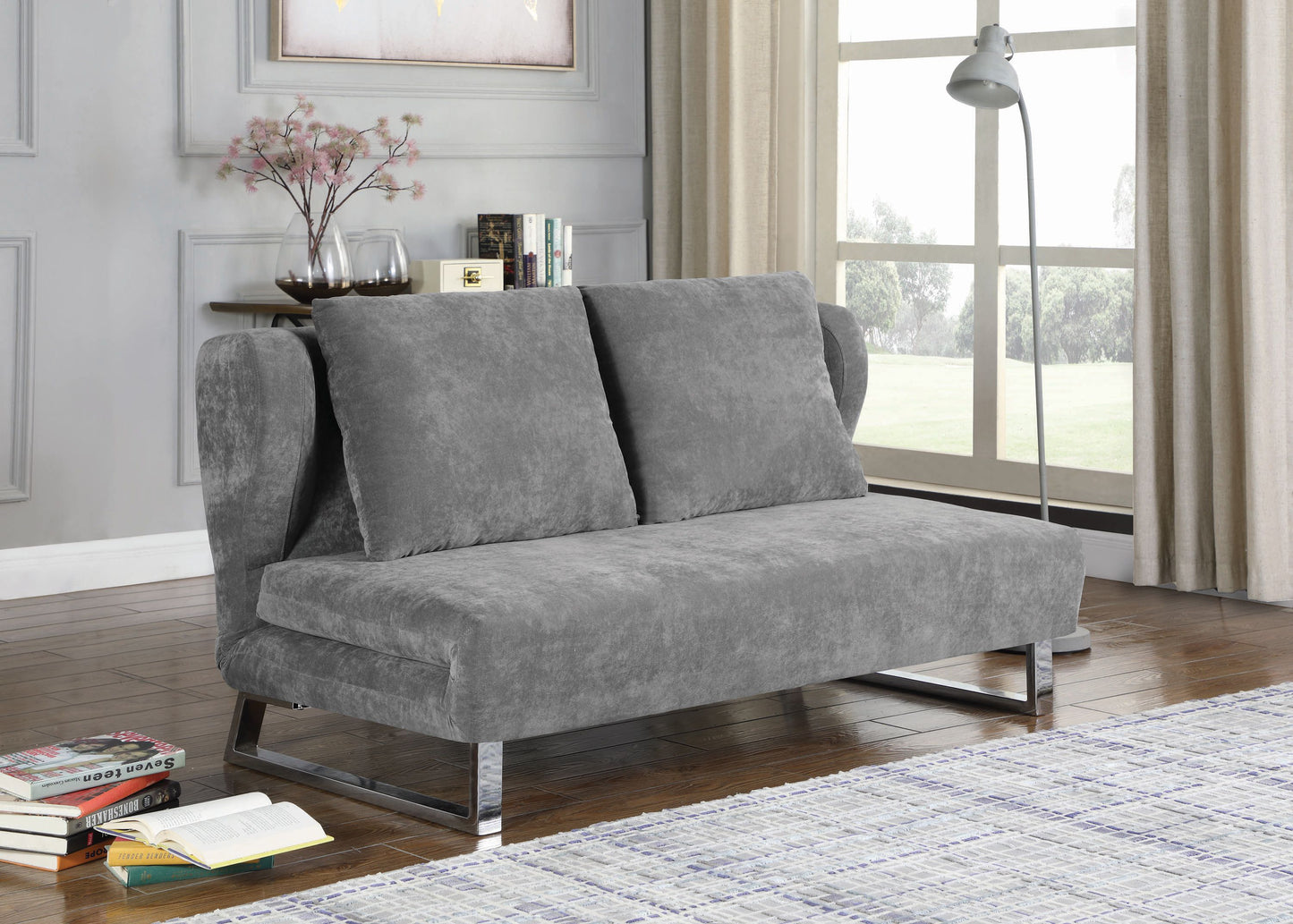 Vera Grey Upholstered Sofa Bed
