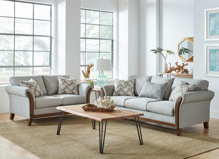 Roxanne Light Grey & Hazel Sofa & Loveseat Set