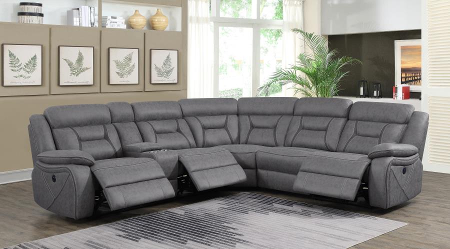 Higgins Dark Grey Upholstered Power Sectional