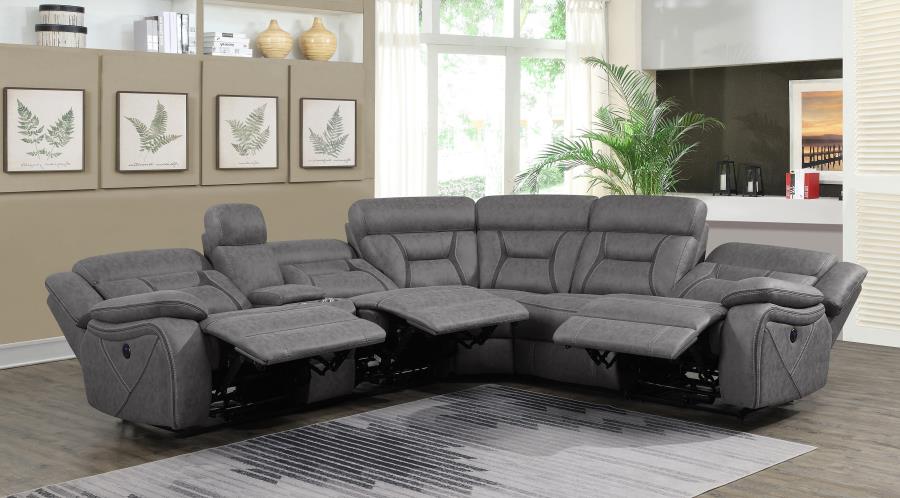Higgins Dark Grey Upholstered Power Sectional