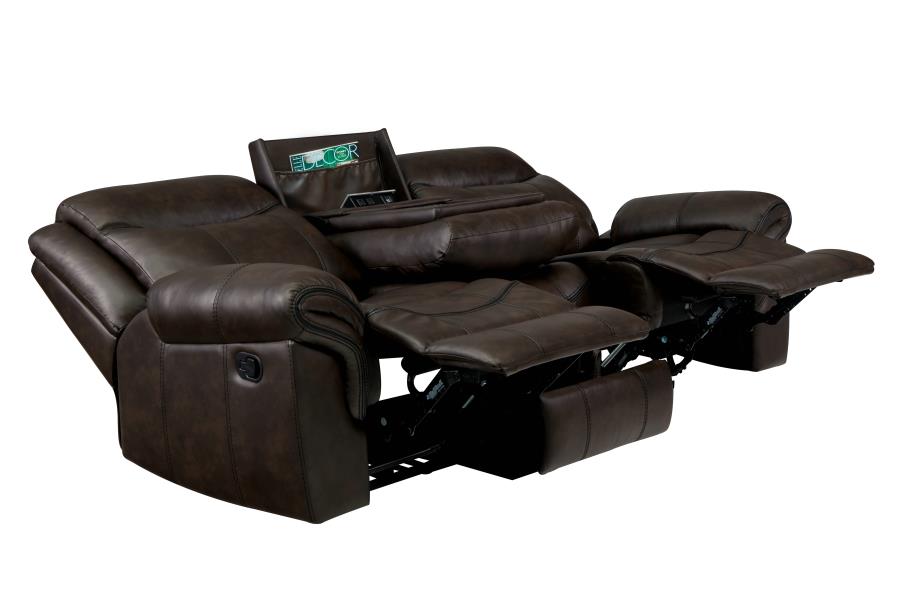 Sawyer Cocoa Brown Upholstered Tufted Sofa & Loveseat Set