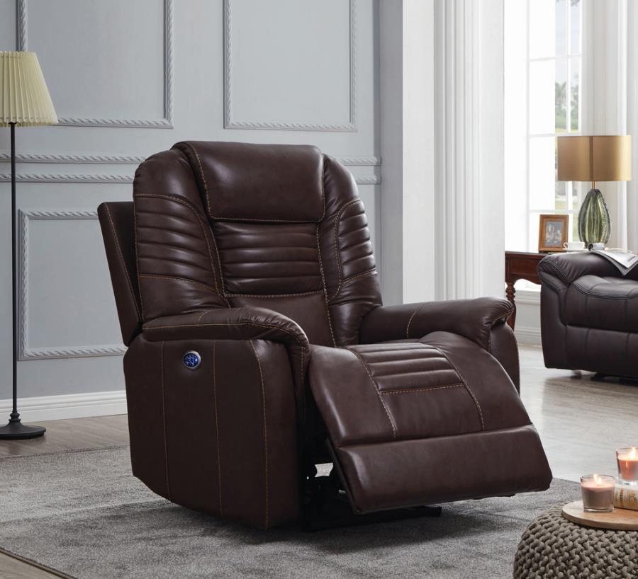 Genuine Leather Brown Electric Recliner
